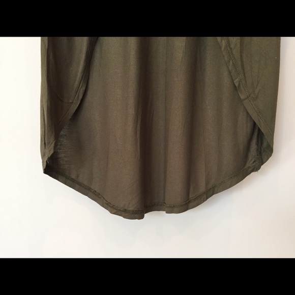 Zara High-Low Long-Sleeve Olive Shirt with Knot - Picture 11 of 11